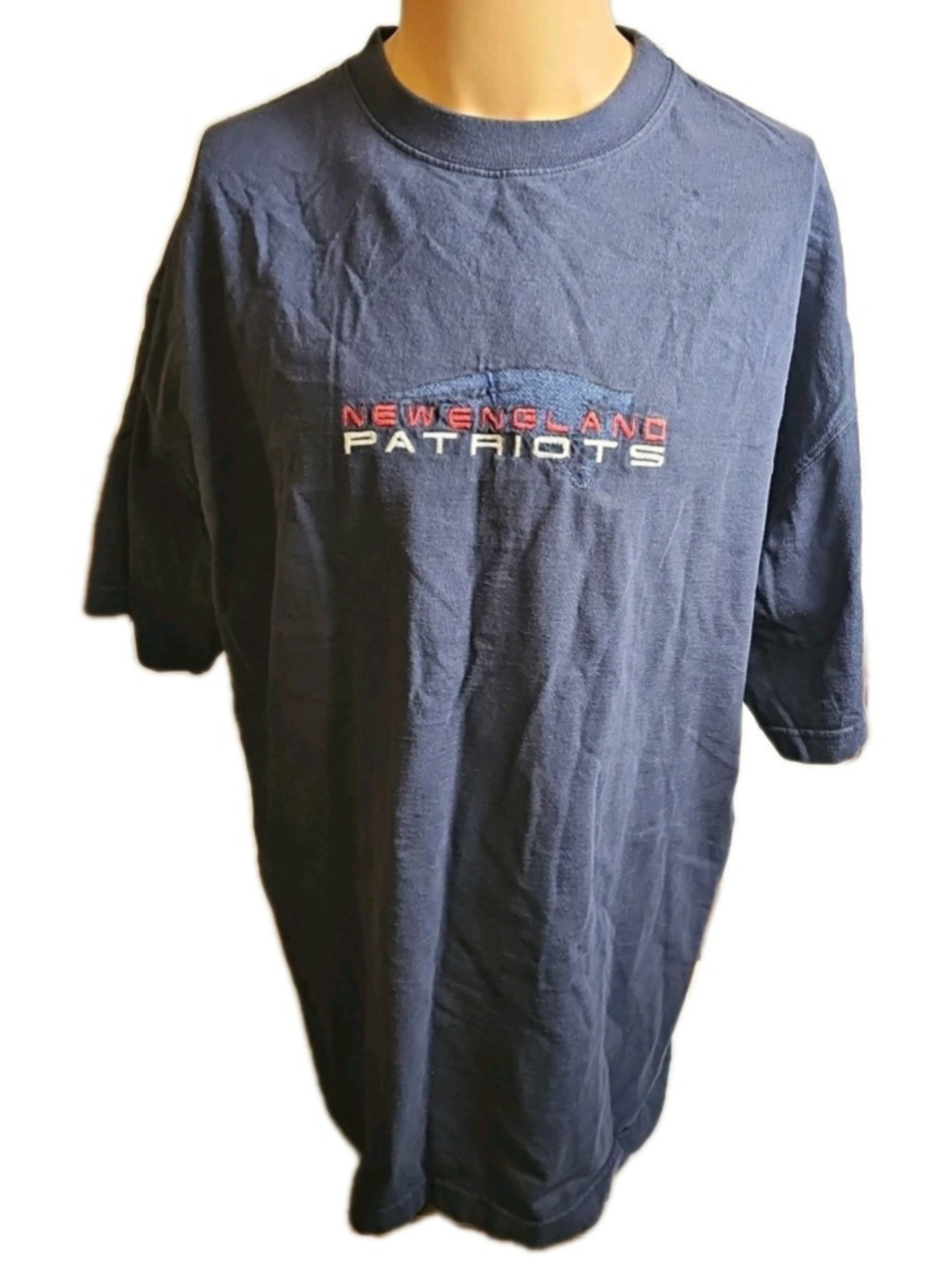 Vintage Majestic New England Patriots T-Shirt XL Embroidered Logo Blue NFL